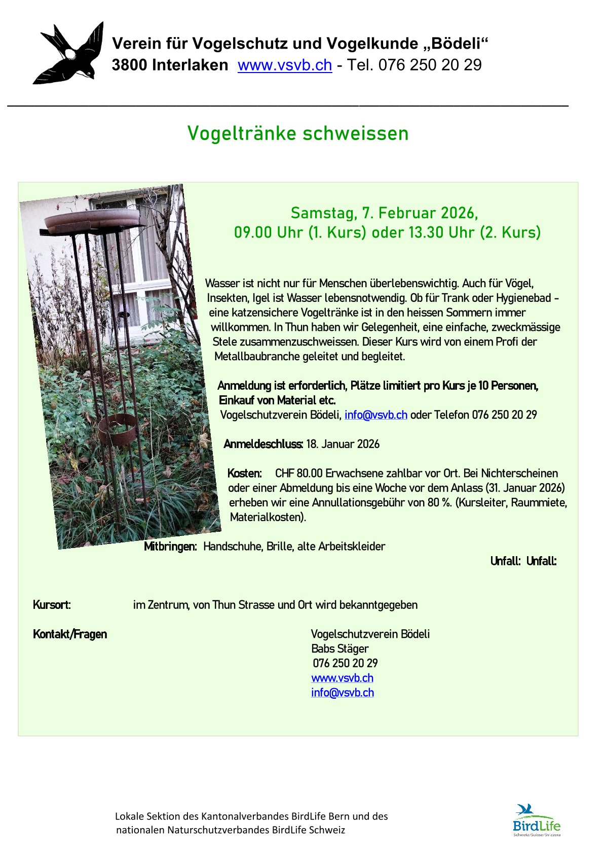 Vogeltränke schweissen Vogeltränke schweissen