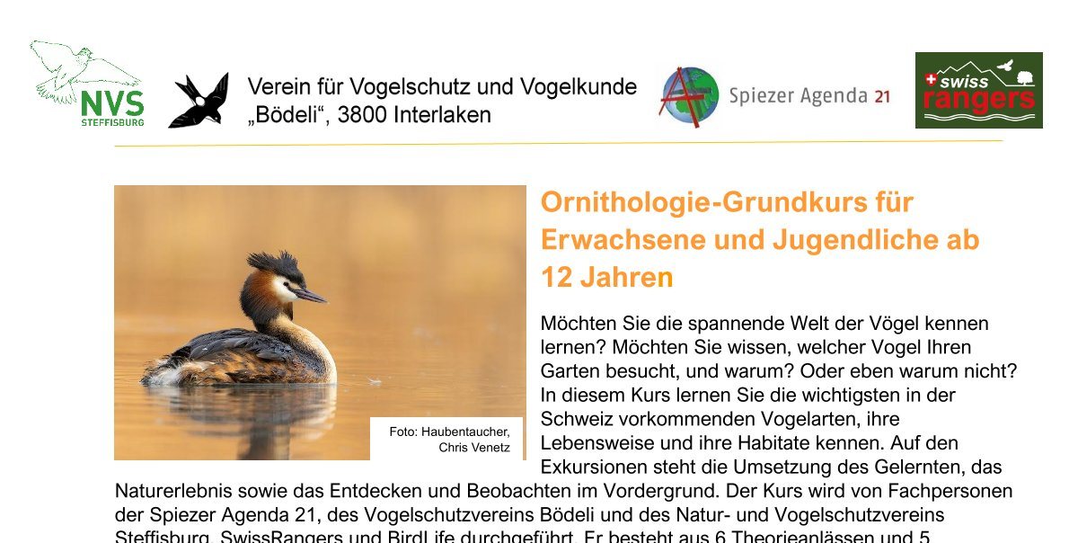 Noch freie Plätze im ornithologischen Grundkurs