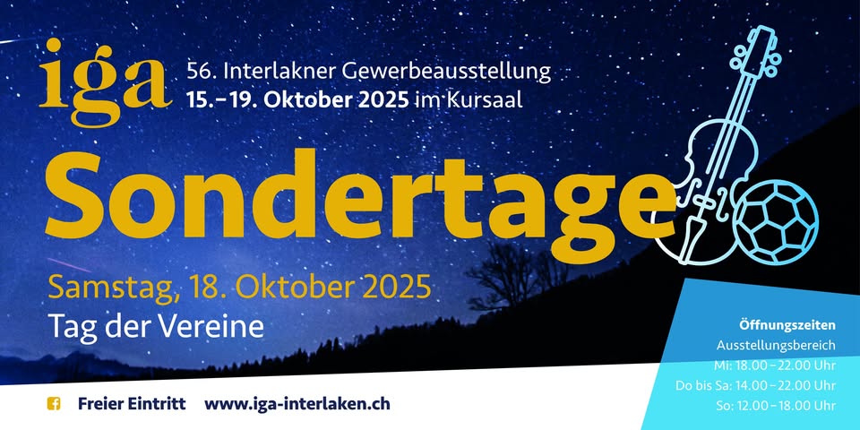 iga Sondertage, Samstag 18. Oktober 2025